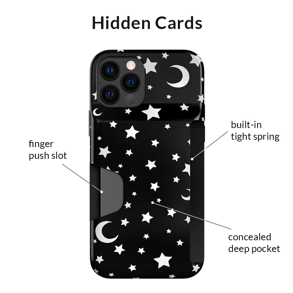 White Stars & Moon Iphone Wallet Case