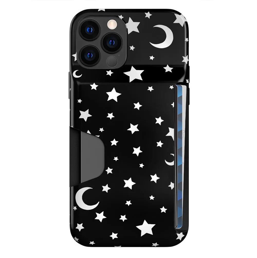 White Stars & Moon Iphone Wallet Case