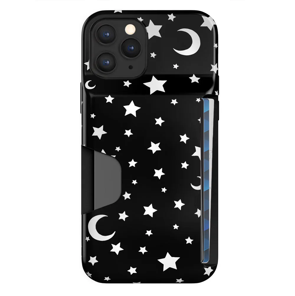 White Stars & Moon Iphone Wallet Case