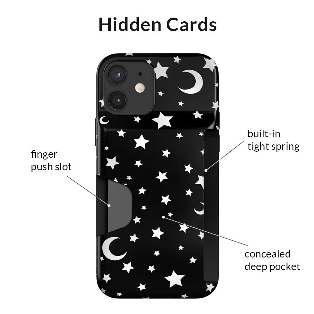 White Stars & Moon Iphone Wallet Case