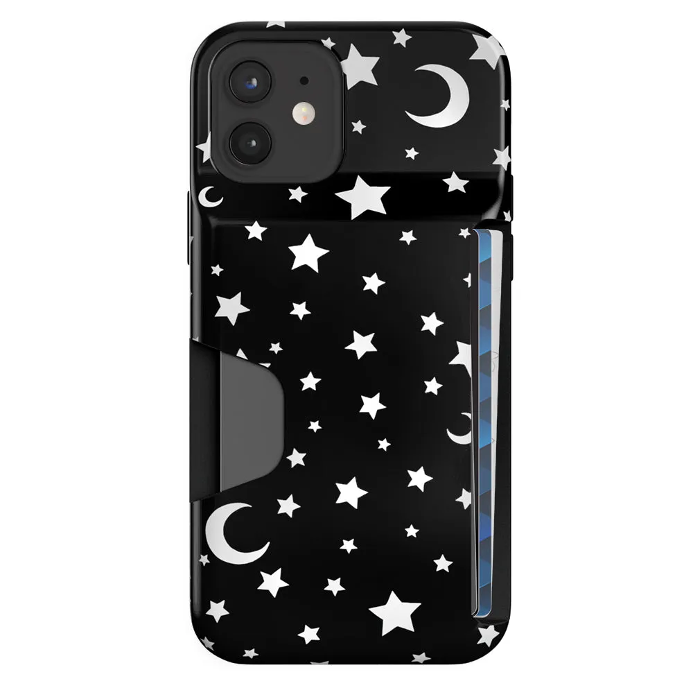 White Stars & Moon Iphone Wallet Case