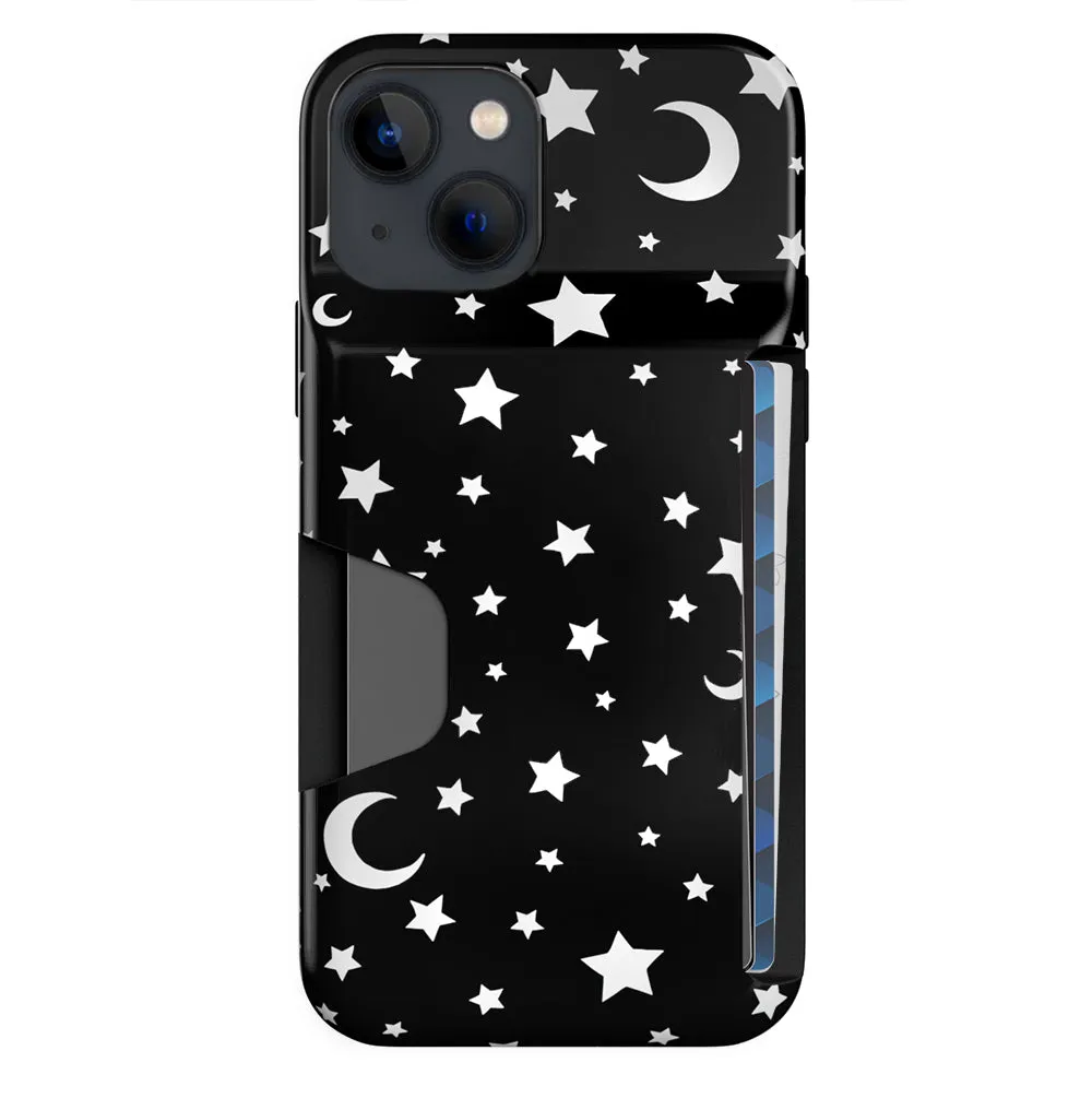 White Stars & Moon Iphone Wallet Case