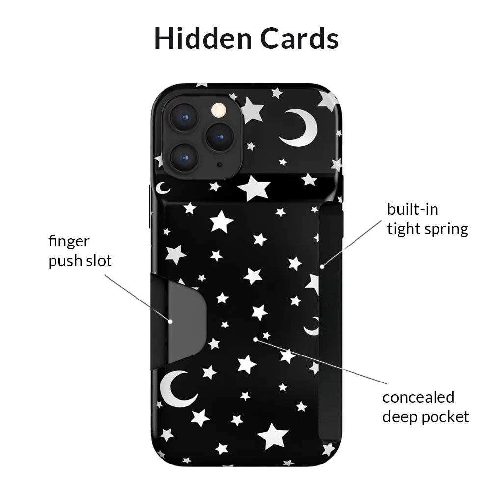 White Stars & Moon Iphone Wallet Case