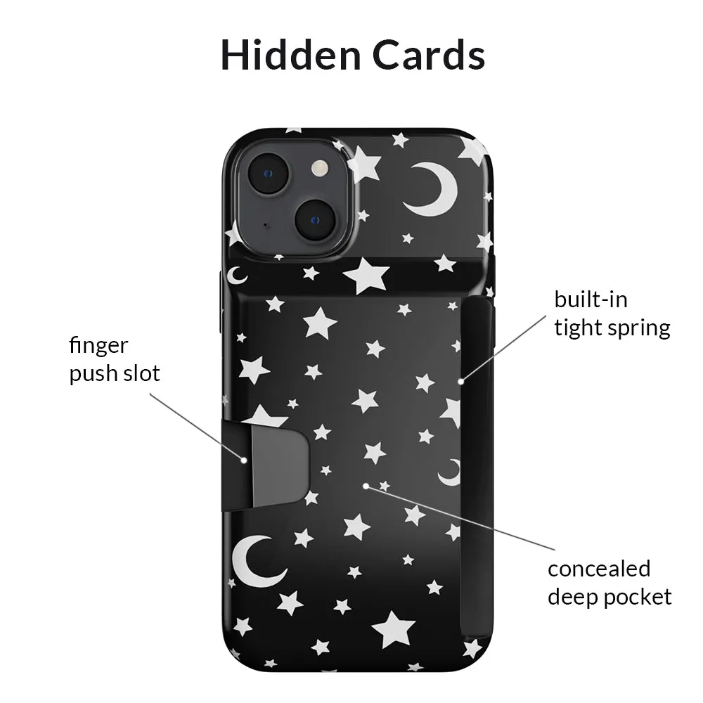 White Stars & Moon Iphone Wallet Case