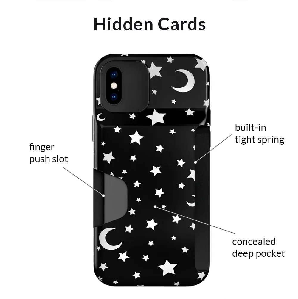 White Stars & Moon Iphone Wallet Case