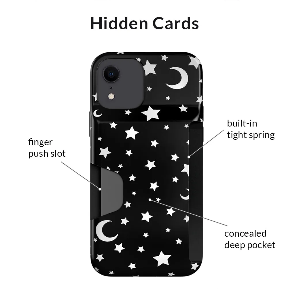 White Stars & Moon Iphone Wallet Case