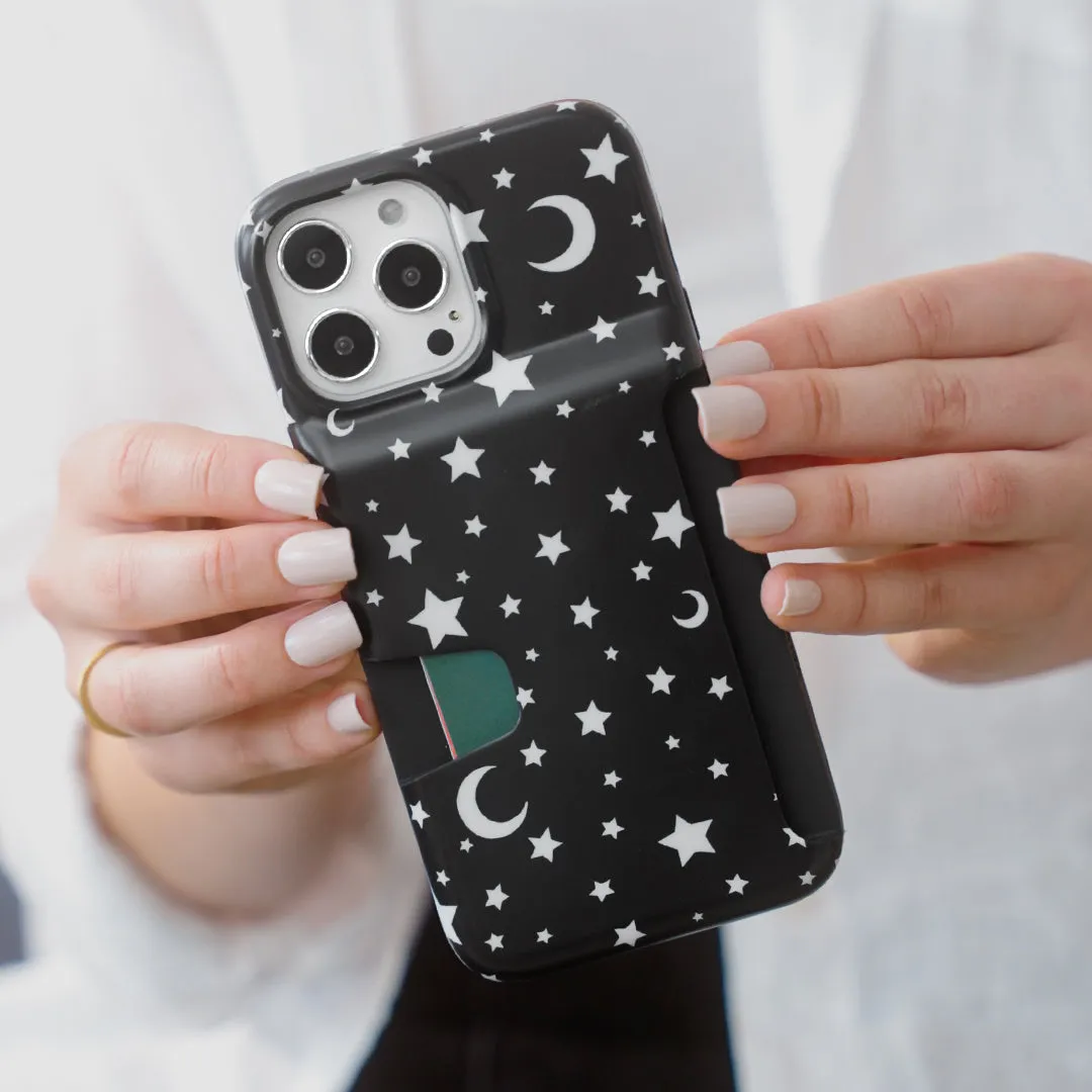 White Stars & Moon Iphone Wallet Case