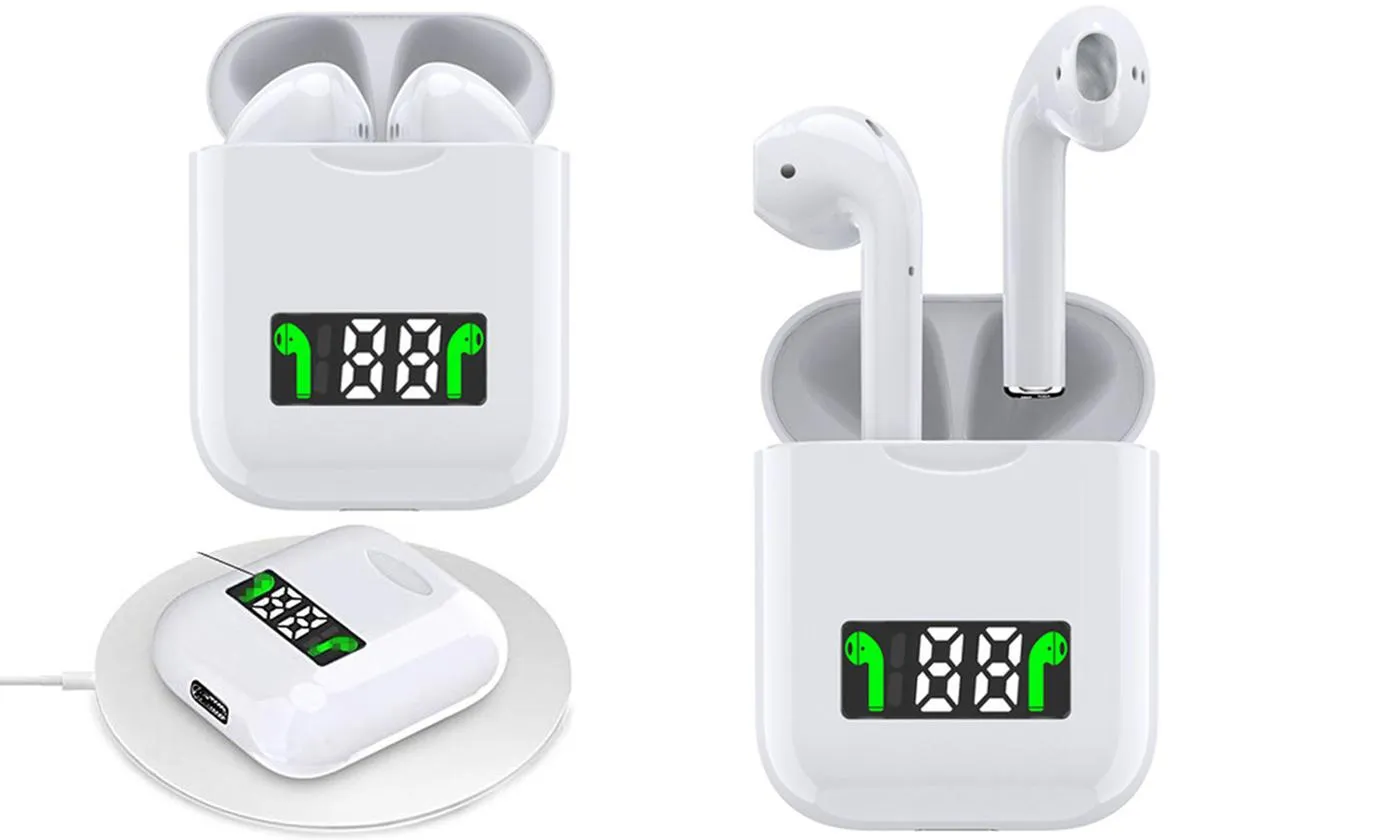 Wireless Bluetooth Earbuds with Battery Display and Wireless Charging Case