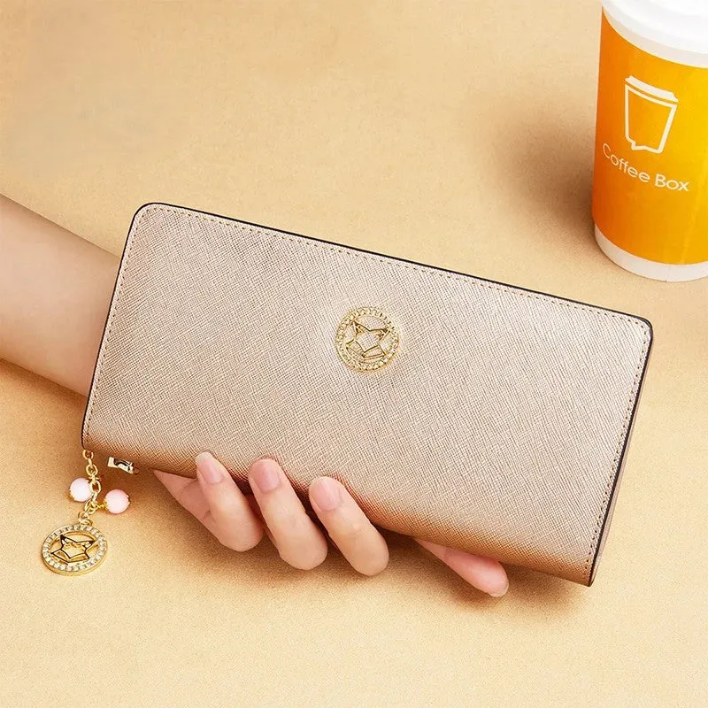 Women's Split Leather Wallet with Multifunction Card Holder