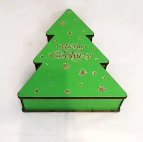 Wooden green Christmas tree box