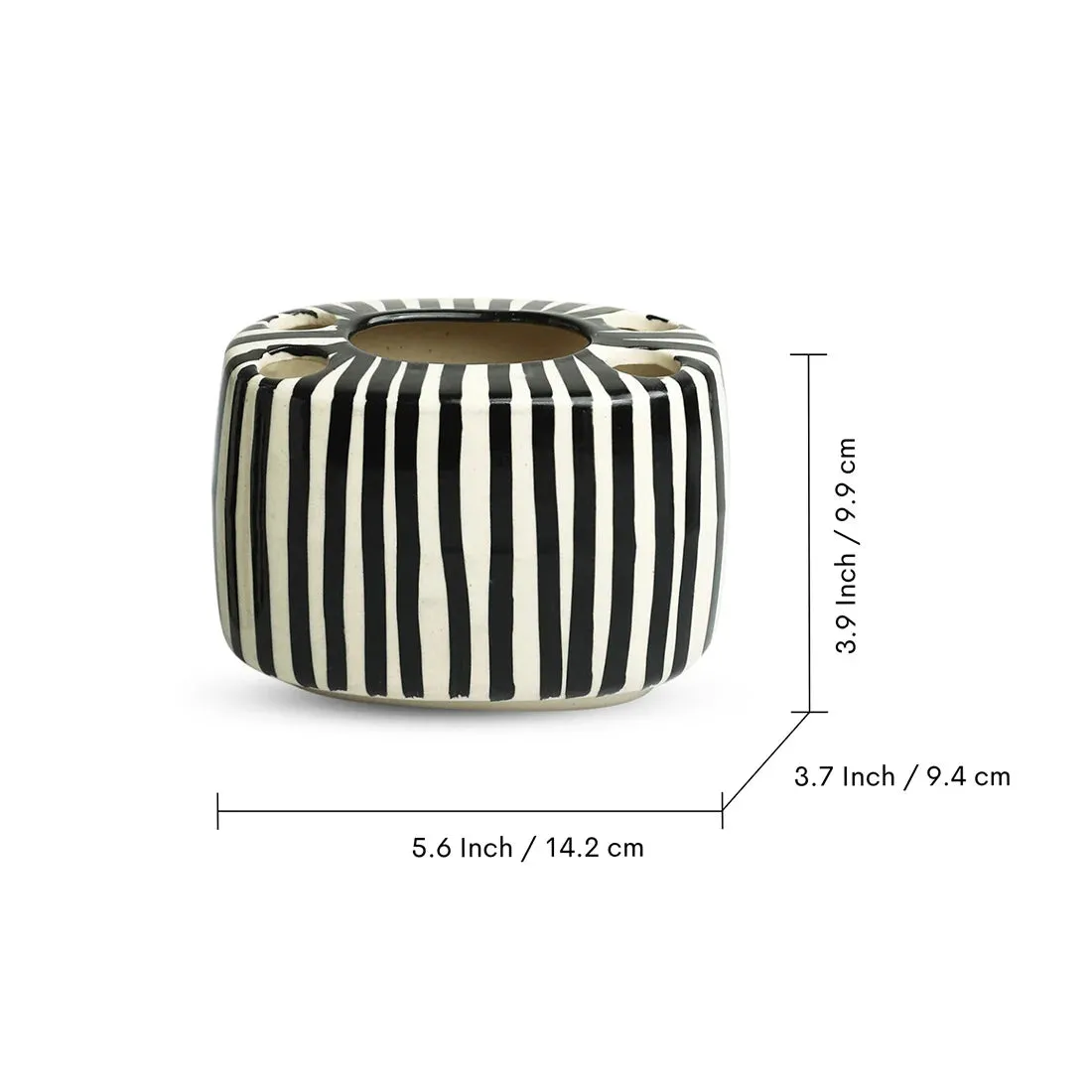 'Zebra Pattern' Hand-painted Bathroom Accessory Set of 2  In Ceramic (Liquid Soap Dispenser, Toothbrush Holder)